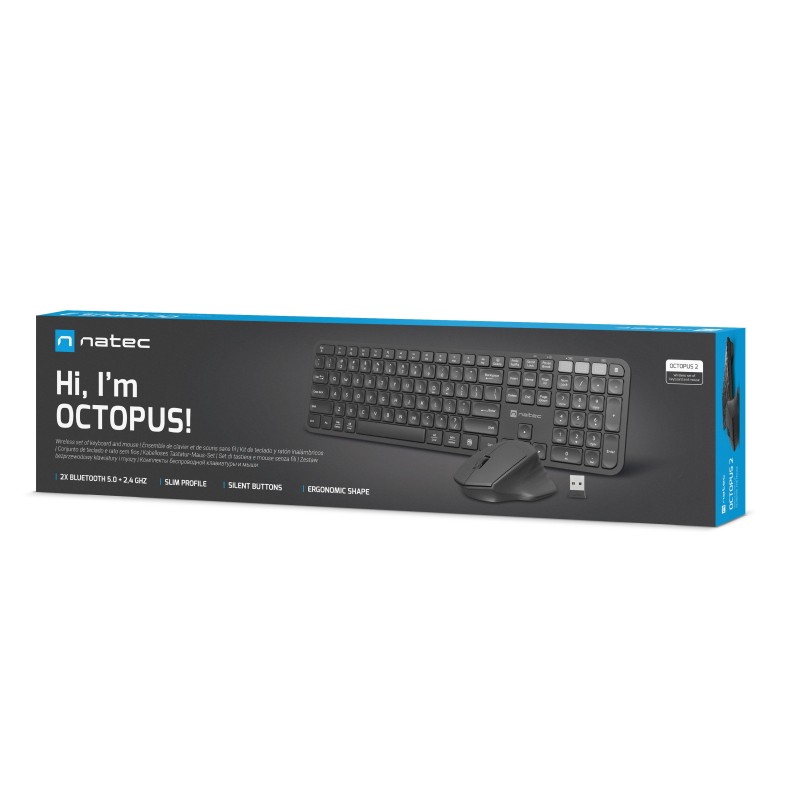 Buy Natec Keyboard & Mouse Wireless Combo BT & 2.4GHz - OCTOPUS 2 - Wireless, BT... in Cyprus, Nicosia, Limassol, Larnaka, Pafos
