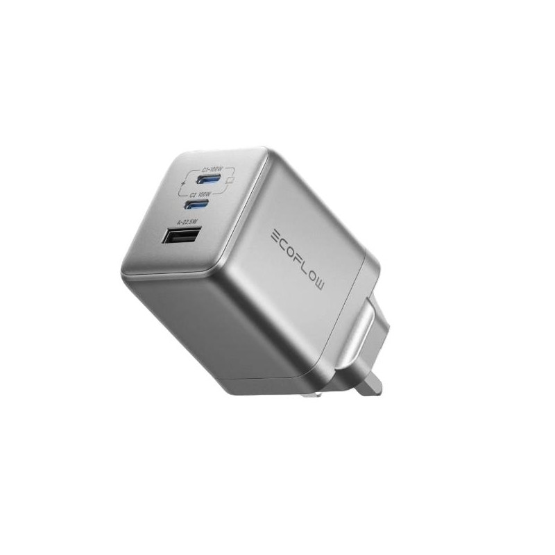 Buy EcoFlow Charge Wall - RAPID Pro 100W 3 Ports GaN UK Silver in Cyprus, Nicosia, Limassol, Larnaka, Pafos