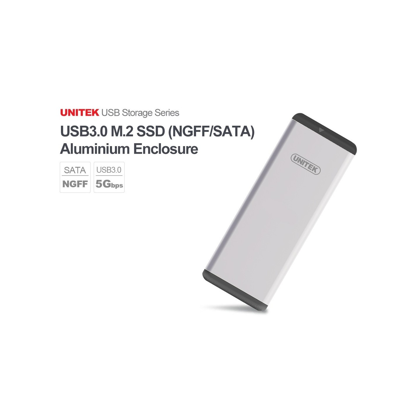 Unitek USB3.0 M.2 SSD SATA Aluminium Enclosure - Y-3365 - USB3.0 M.2 SSD SATA Aluminium Enclosure