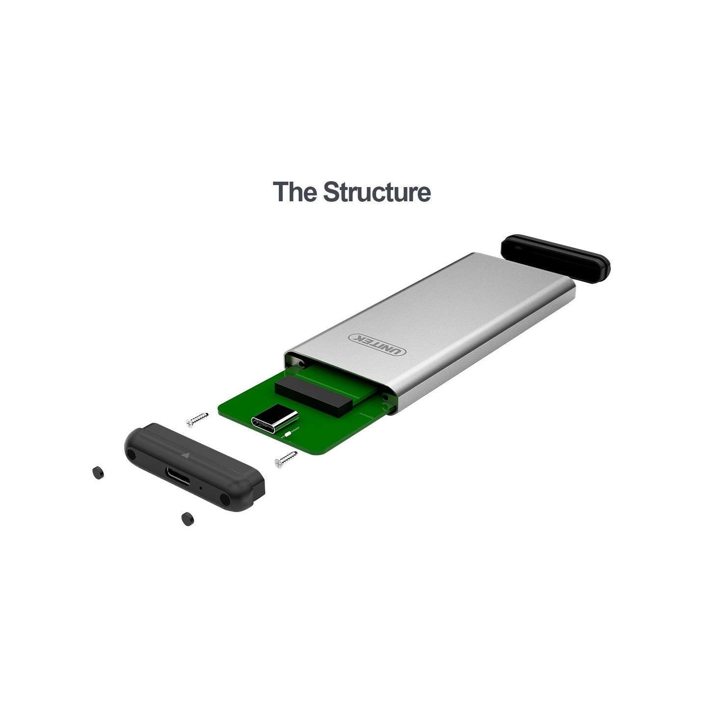 Unitek USB3.0 M.2 SSD SATA Aluminium Enclosure - Y-3365 - USB3.0 M.2 SSD SATA Aluminium Enclosure