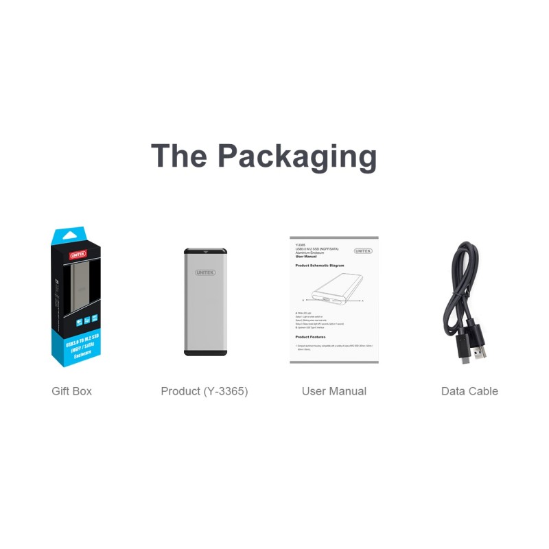 Buy Unitek USB3.0 M.2 SSD SATA Aluminium Enclosure - Y-3365 - USB3.0 M.2 SSD SAT... in Cyprus, Nicosia, Limassol, Larnaka, Pafos