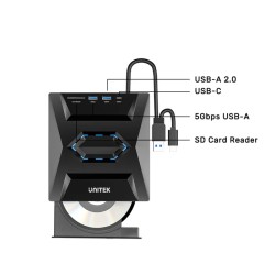 Unitek T1037A 5-in-1 External Optical Drive & USB Hub - 8x DVD (Boxed) — Buy in Cyprus with Fast Delivery