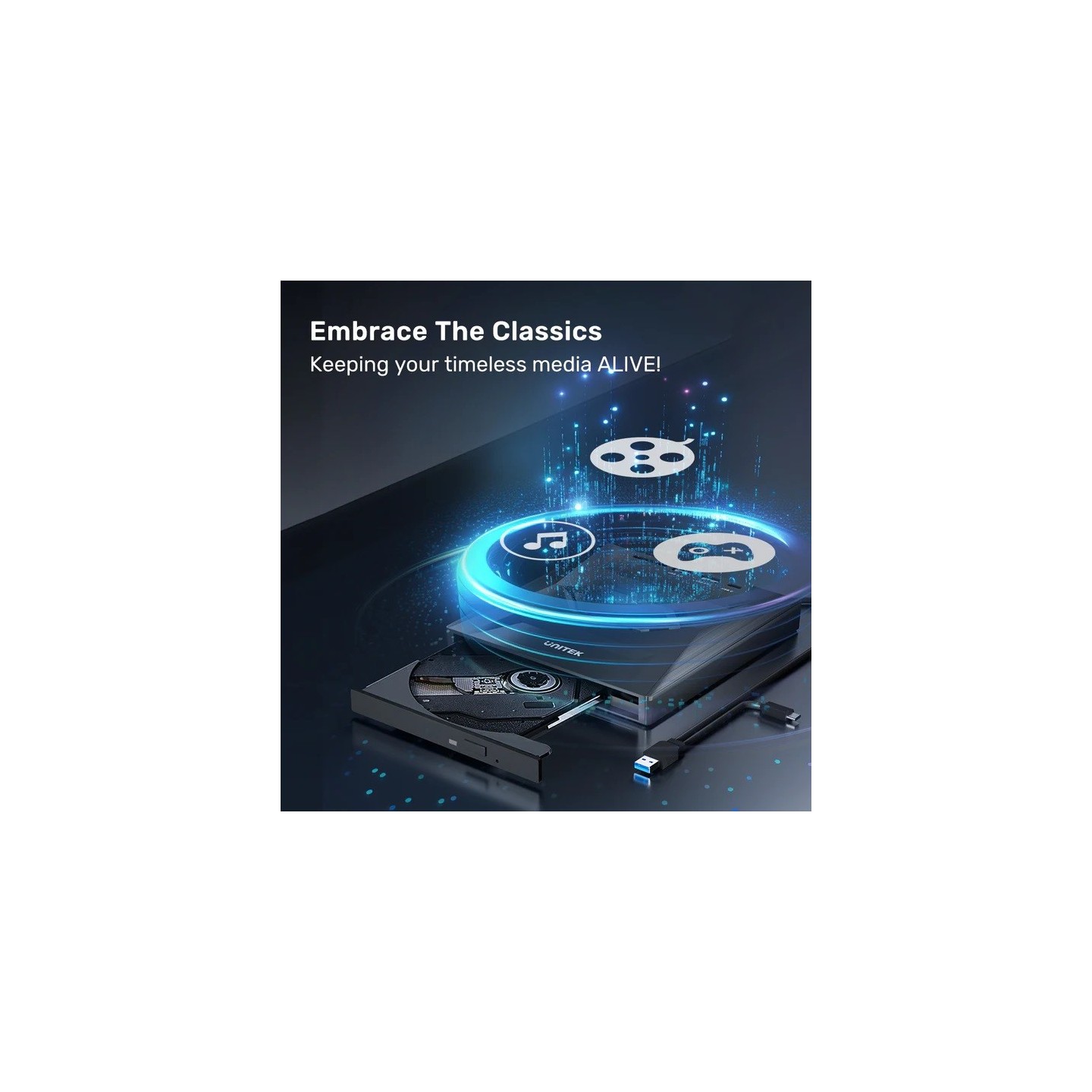 Unitek T1037A 5-in-1 External Optical Drive & USB Hub - 8x DVD (Boxed) — Buy in Cyprus with Fast Delivery