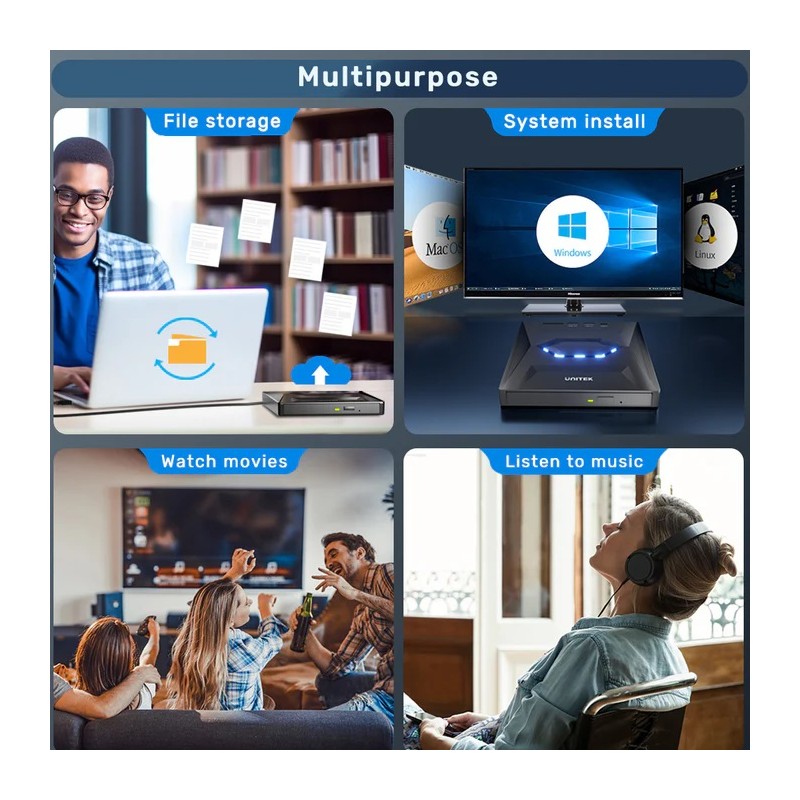 Buy Unitek Optical External Drive & 5in1 USB Hub - T1037A - Optical External Dri... in Cyprus, Nicosia, Limassol, Larnaka, Pafos