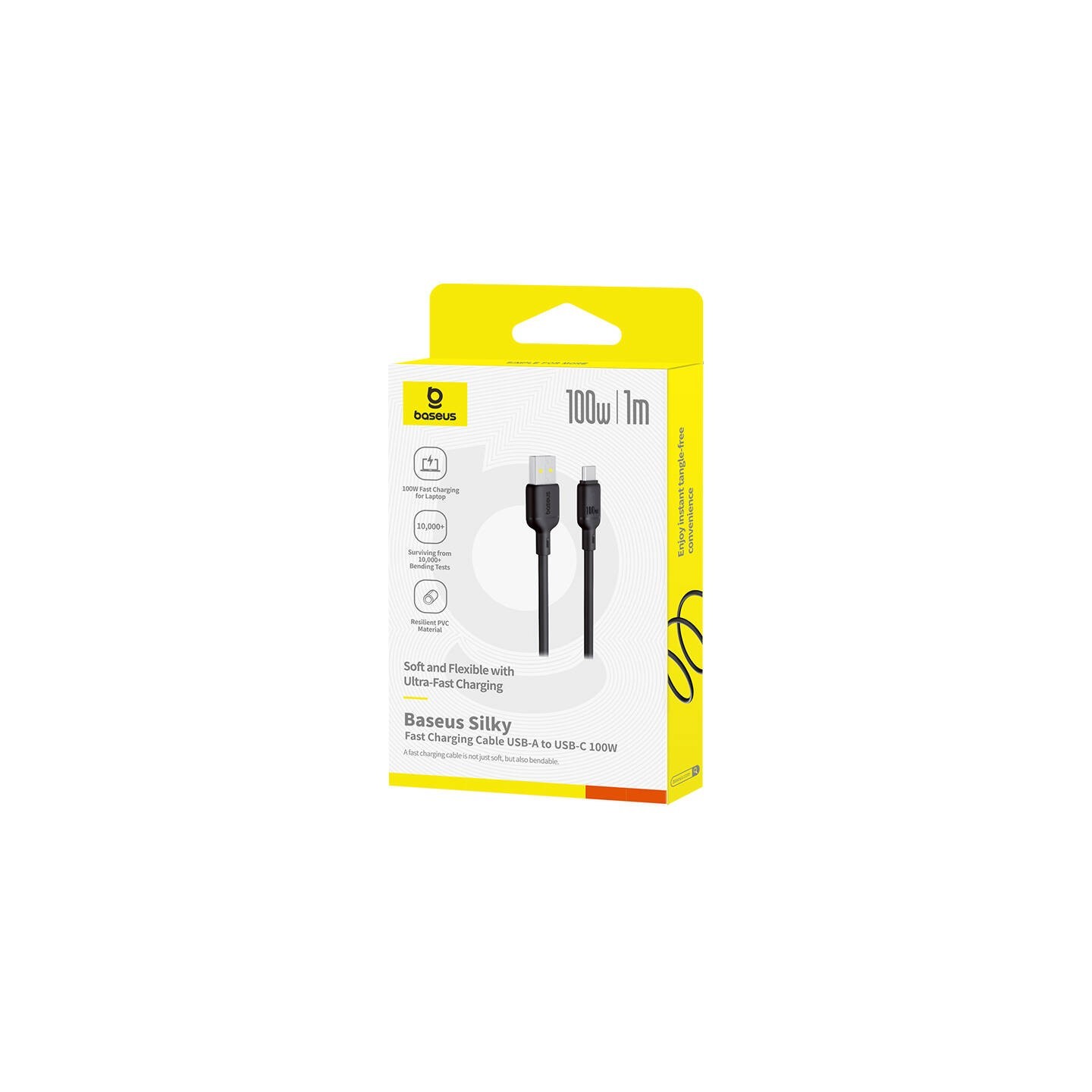 Baseus Silky Series USB-C to USB-A 1.0m 100W Cable - Black (Boxed) — Buy in Cyprus with Fast Delivery