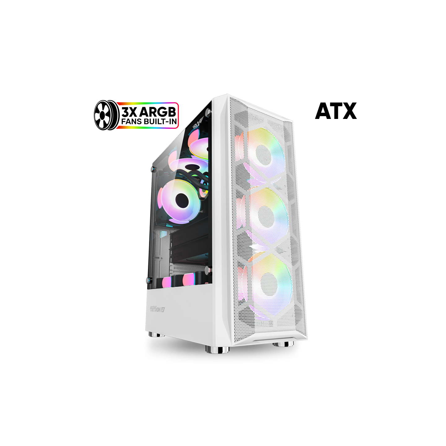 Armaggeddon Tritron 2 ATX 3xARGB White Gaming Case (Boxed) — Buy in Cyprus with Fast Delivery