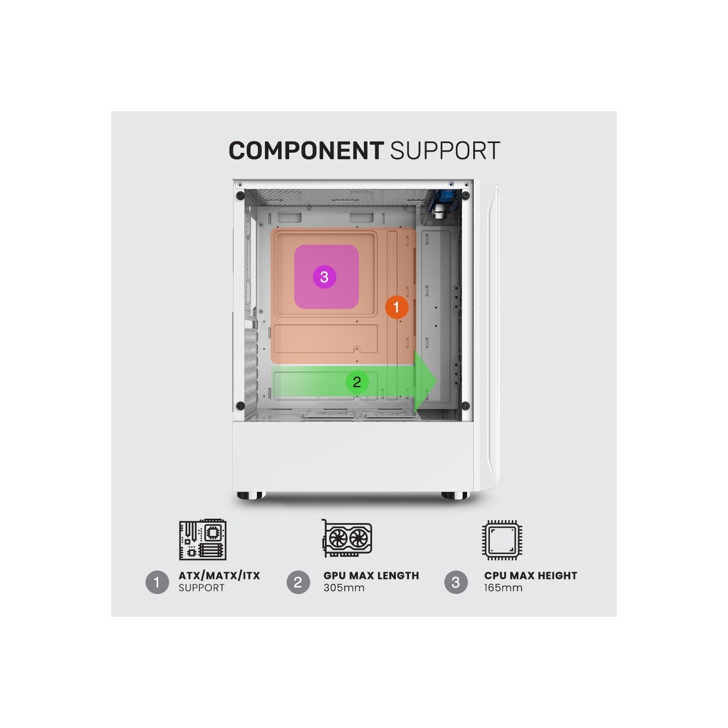 Armaggeddon Tritron 2 ATX 3xARGB White Gaming Case (Boxed) — Buy in Cyprus with Fast Delivery