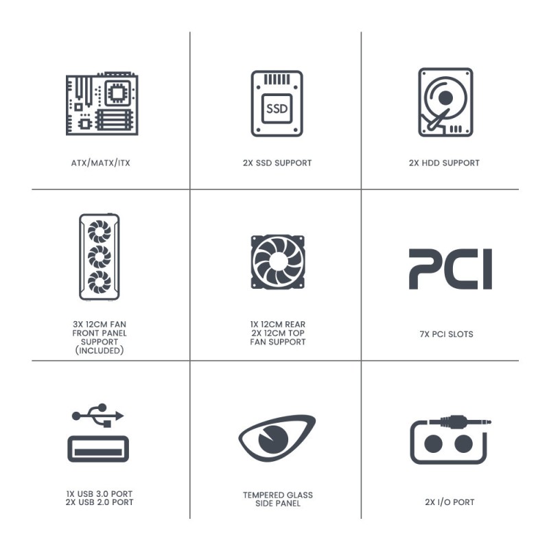 Buy Armaggeddon Gaming Case - TRITRON 2 - ATX 3xARGB White in Cyprus, Nicosia, Limassol, Larnaka, Pafos