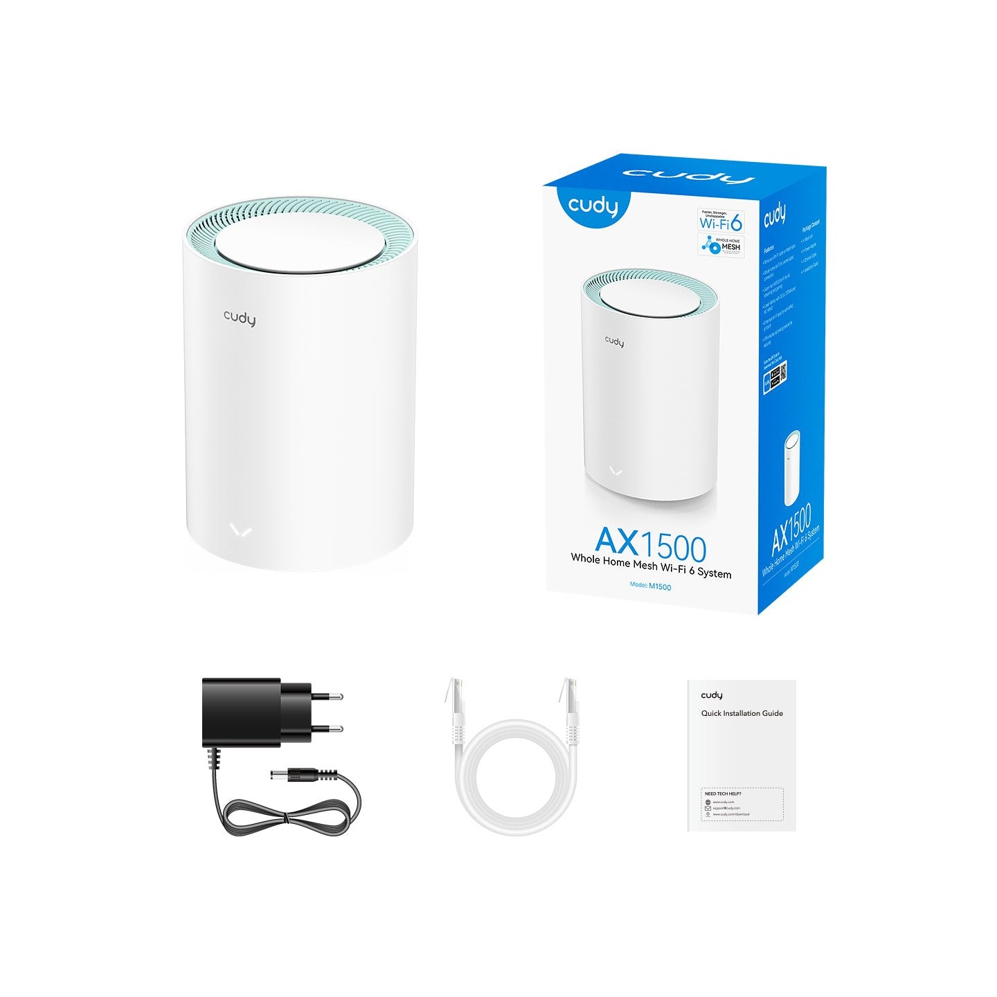 Cudy Mesh AX1500 Dual Band Gigabit Wi-Fi 6 Addon - M1500 - AX1500 Dual Band Gigabit Wi-Fi 6 Addon