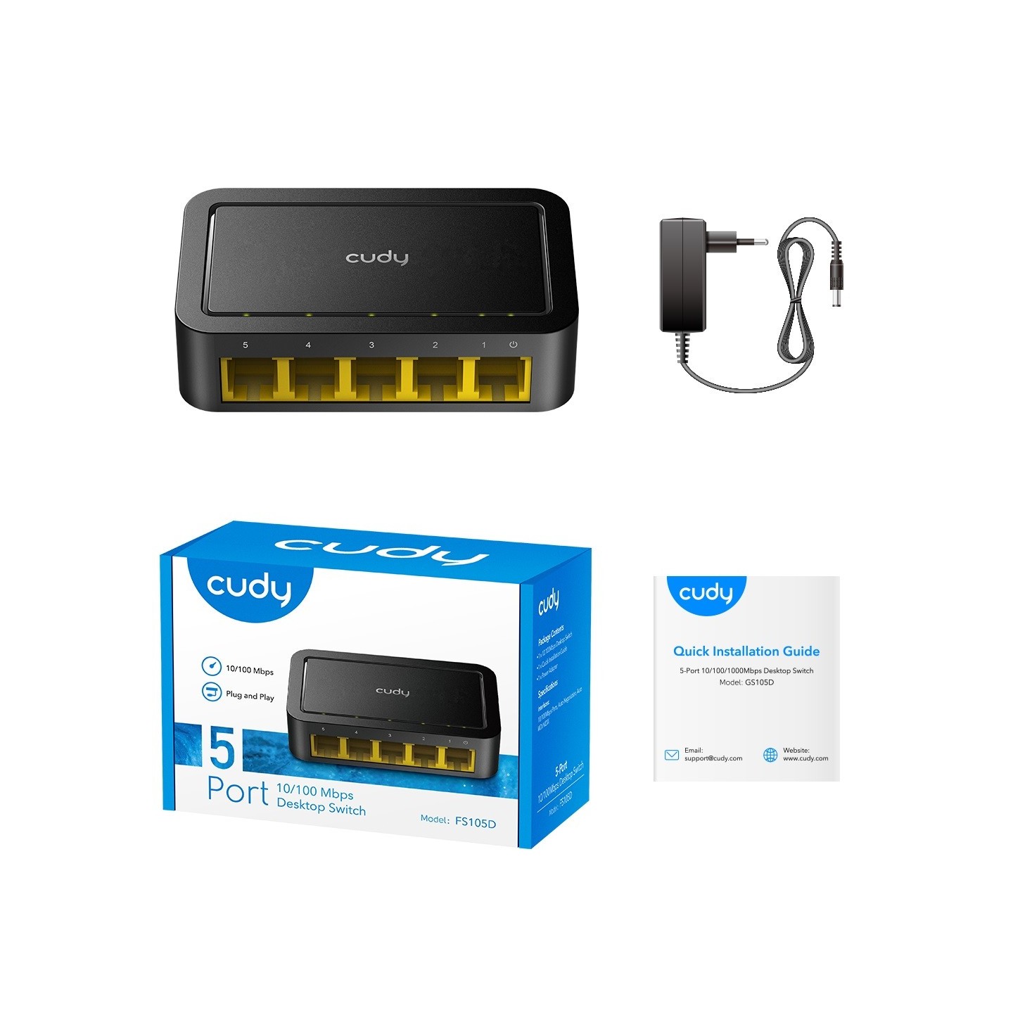 Cudy Desktop Switch - FS105D - 5-Port 10 100 Mbps Desktop Switch — Buy in Cyprus with Fast Delivery