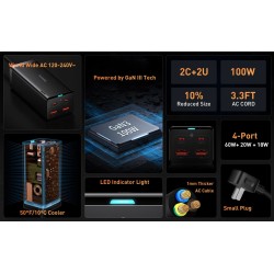 Buy Baseus Charger Desktop - 100W 2C+2U EU Black in Cyprus, Nicosia, Limassol, Larnaka, Pafos