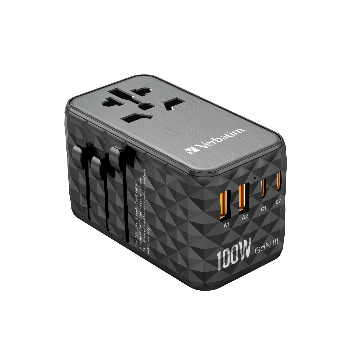 Verbatim Charger Travel Adapter World to World GAN III 100W 2xC 2xA UTA-06 — Buy in Cyprus with Fast Delivery