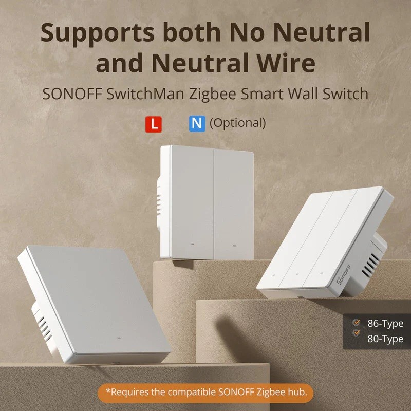 Buy Sonoff Zigbee WiFi Smart Wall Mechanical Switch - M5 - (No neutral) 3-Button... in Cyprus, Nicosia, Limassol, Larnaka, Pafos