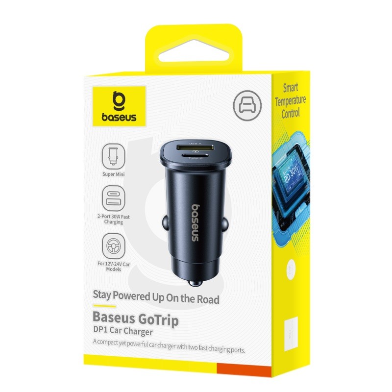 Buy Baseus GoTrip Car Charger - DP1 - 30W U+C Cosmic Black in Cyprus, Nicosia, Limassol, Larnaka, Pafos