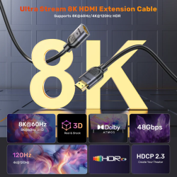 Buy Unitek HDMI Extension - C11091A - 2.1, Male to Female, 1.5m, 8K60Hz in Cyprus, Nicosia, Limassol, Larnaka, Pafos
