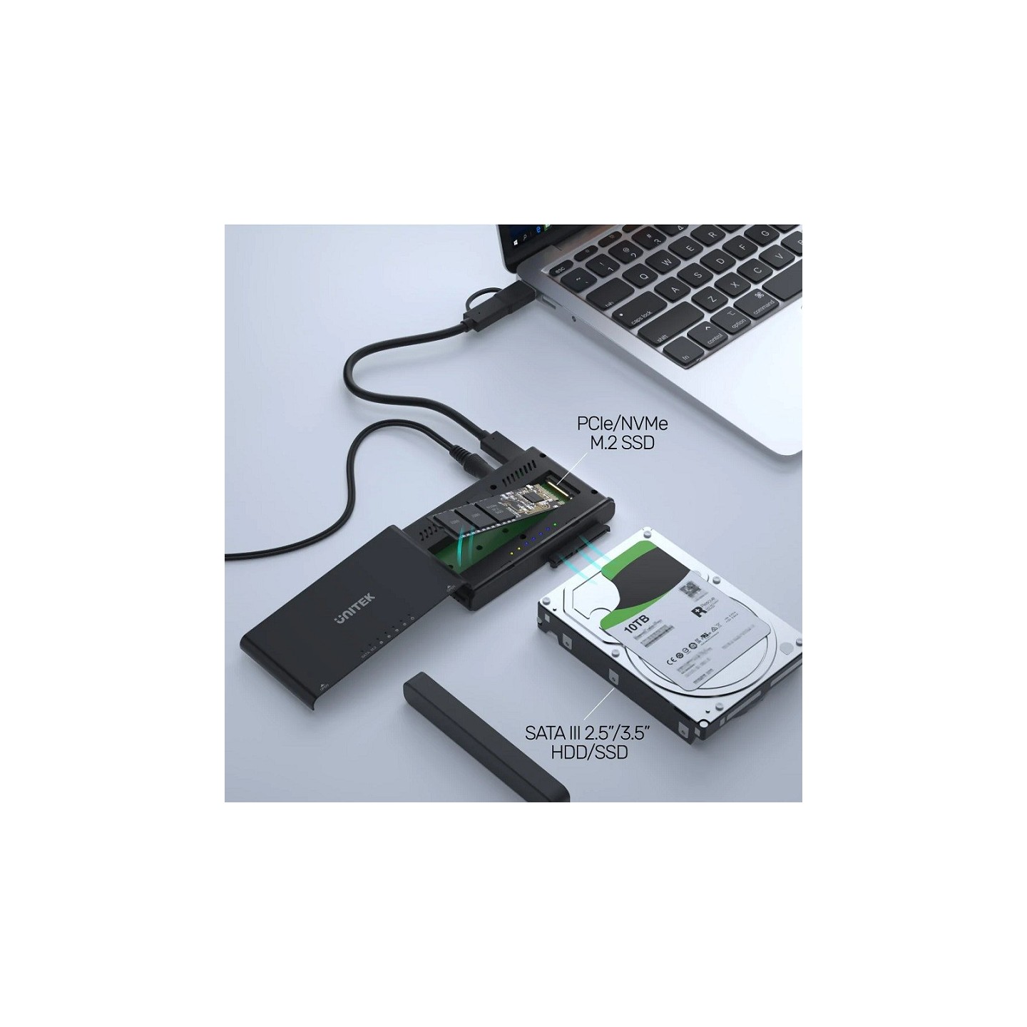 Unitek SolidForce+ USB3.2 M2 NVMe Enclosure w SATA III Adapter - S1222A - USB3.2 M2 NVMe Enclosure w SATA III Adapter