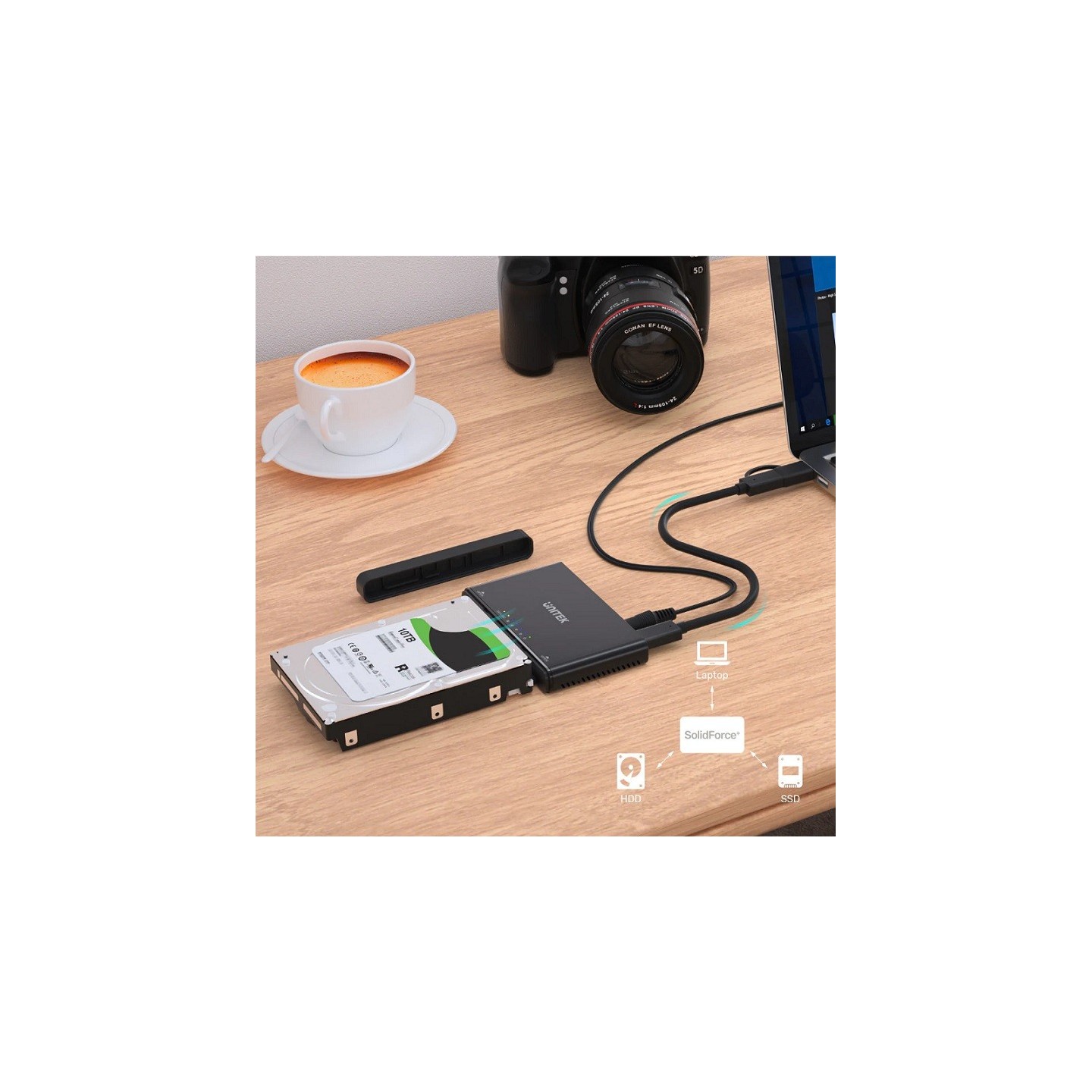 Unitek SolidForce+ USB3.2 M2 NVMe Enclosure w SATA III Adapter - S1222A - USB3.2 M2 NVMe Enclosure w SATA III Adapter