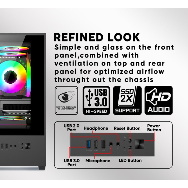 Buy Armaggeddon Gaming Case - M-ATX AQUARON Duplex ONE Black + 3xARGB in Cyprus, Nicosia, Limassol, Larnaka, Pafos