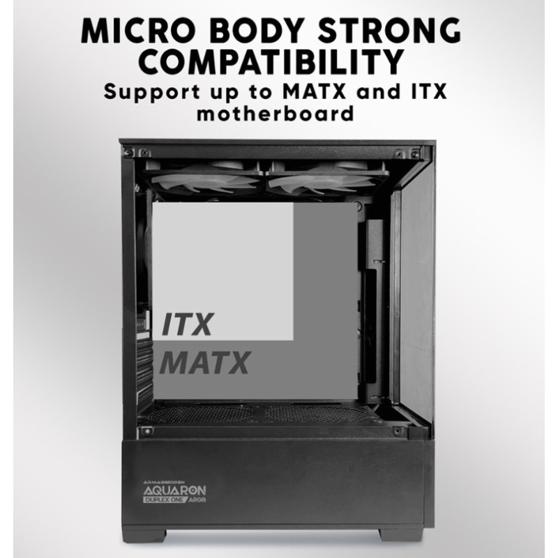 Buy Armaggeddon Gaming Case - M-ATX AQUARON Duplex ONE Black + 3xARGB in Cyprus, Nicosia, Limassol, Larnaka, Pafos