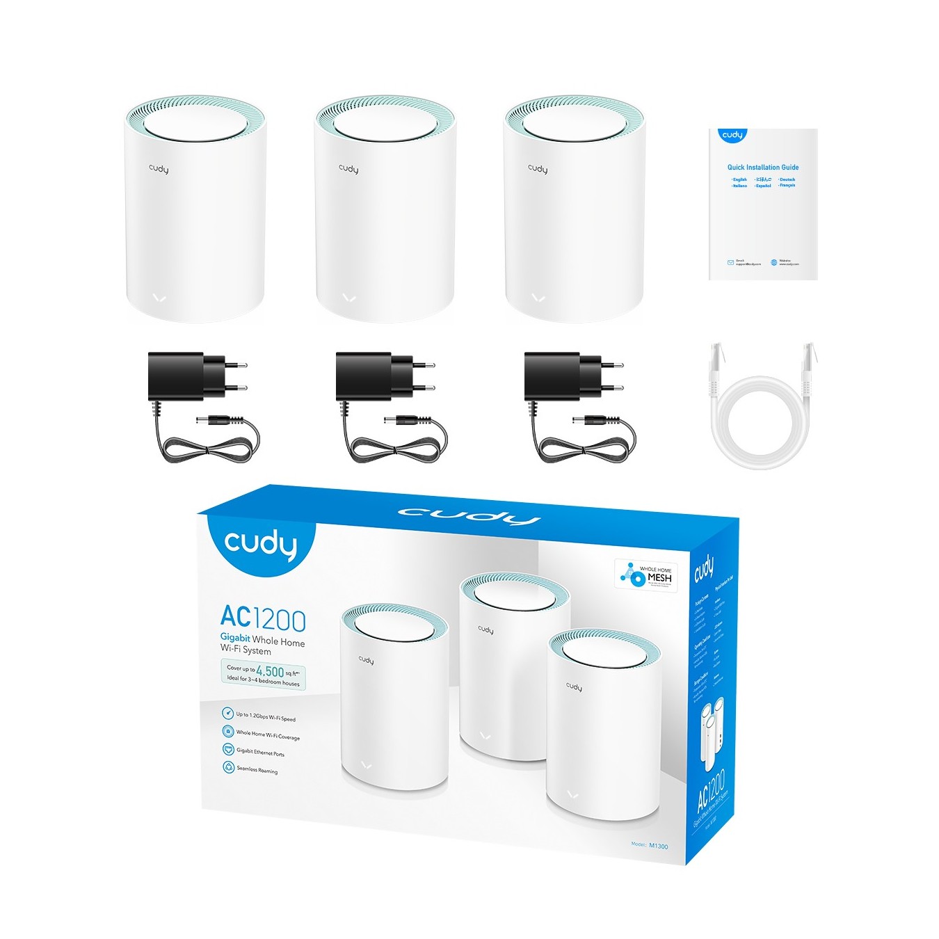 Cudy M1300 – AC1200 Dual Band Gigabit Mesh Wi-Fi 3-Pack | Armenius Store