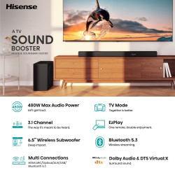 Buy Hisense Soundbar - HS3100 - 3.1 CH 480W BT USB Optical in Cyprus, Nicosia, Limassol, Larnaka, Pafos