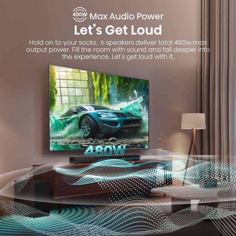 Buy Hisense Soundbar - HS3100 - 3.1 CH 480W BT USB Optical in Cyprus, Nicosia, Limassol, Larnaka, Pafos