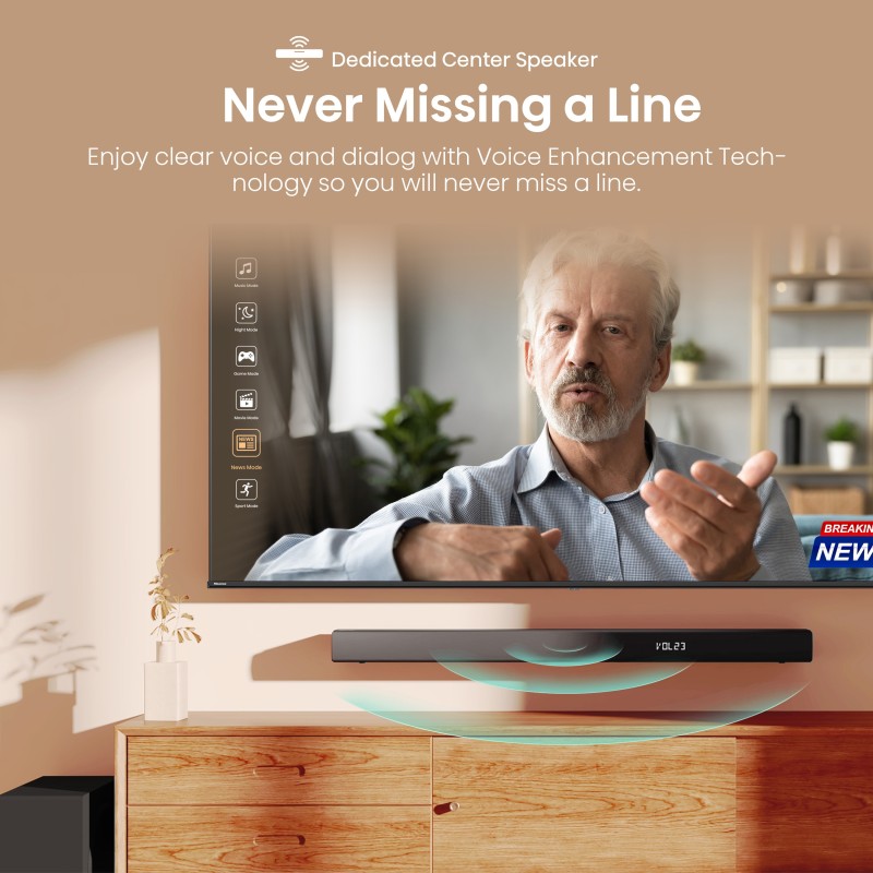 Buy Hisense Soundbar - HS3100 - 3.1 CH 480W BT USB Optical in Cyprus, Nicosia, Limassol, Larnaka, Pafos