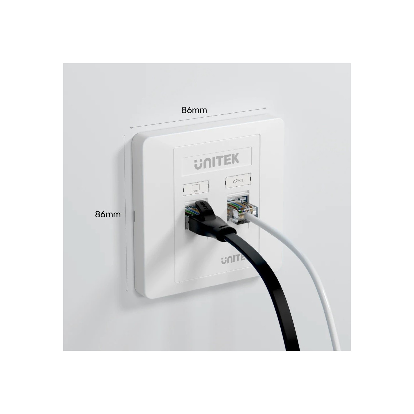 Unitek Network Wall Plate - T013A - Dual Port — Buy in Cyprus with Fast Delivery