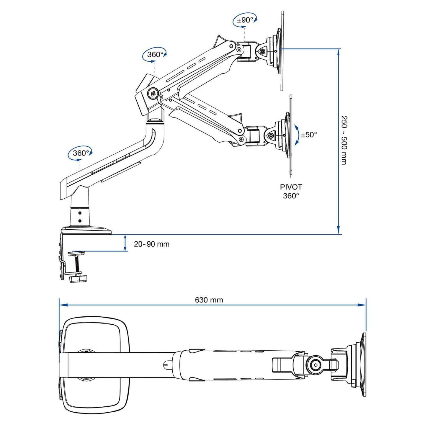 NBMounts F5 Gaming Single Arm RGB Monitor Desk Mount up to 20kg (Boxed) — Buy in Cyprus with Fast Delivery
