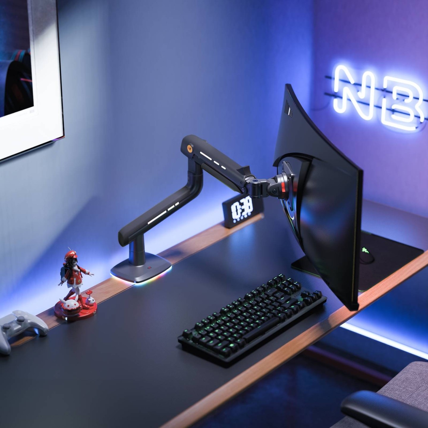 NBMounts F5 Gaming Single Arm RGB Monitor Desk Mount up to 20kg (Boxed) — Buy in Cyprus with Fast Delivery