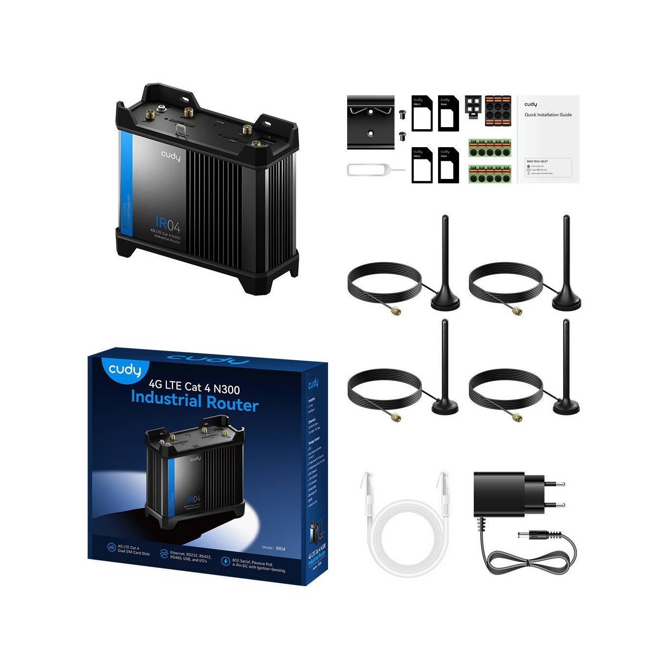 Cudy IR04_EU – 4G LTE CAT4 N300 Industrial Router | Armenius Store