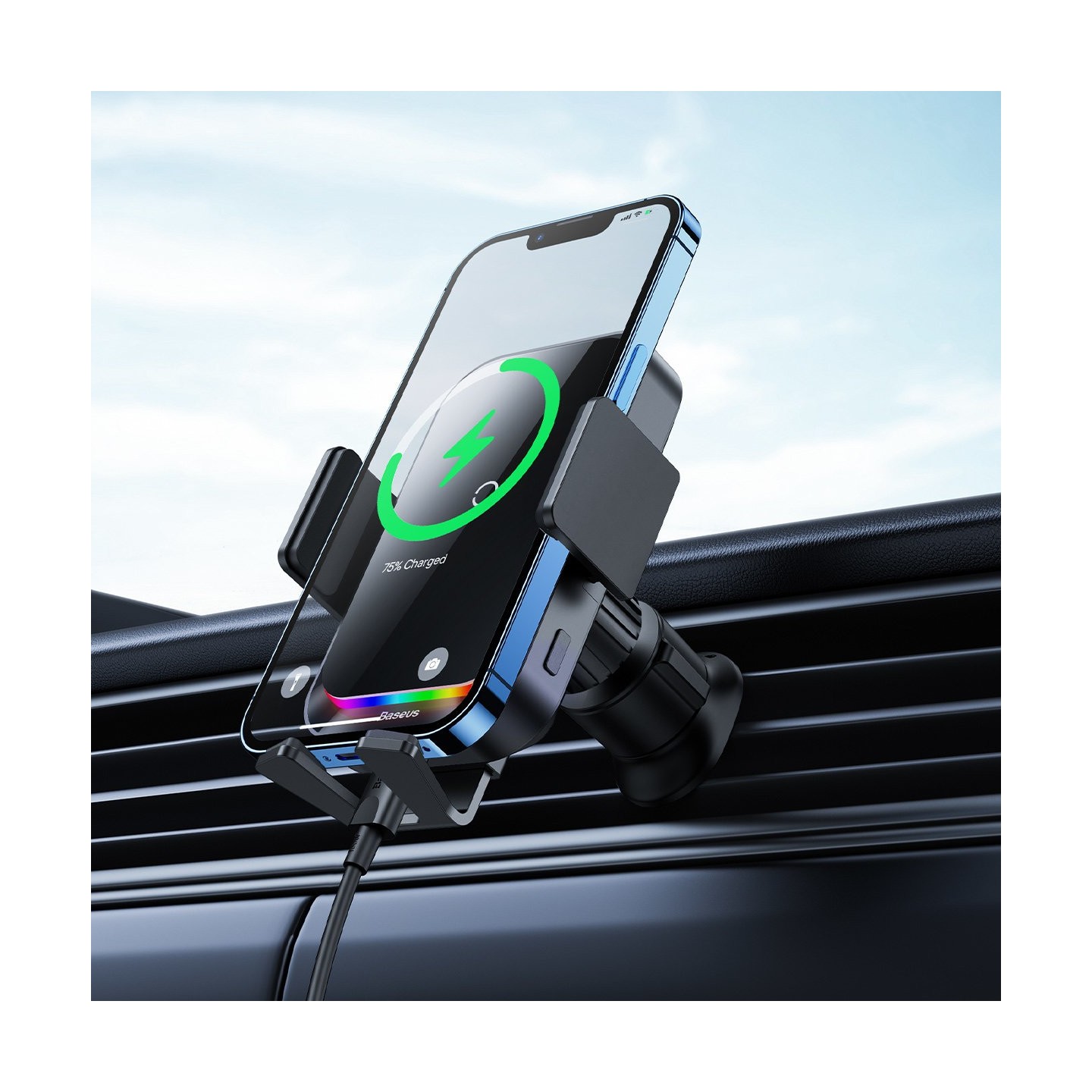 Baseus HALO Wireless AirVent Holder - 15W Car Charger — Buy in Cyprus with Fast Delivery
