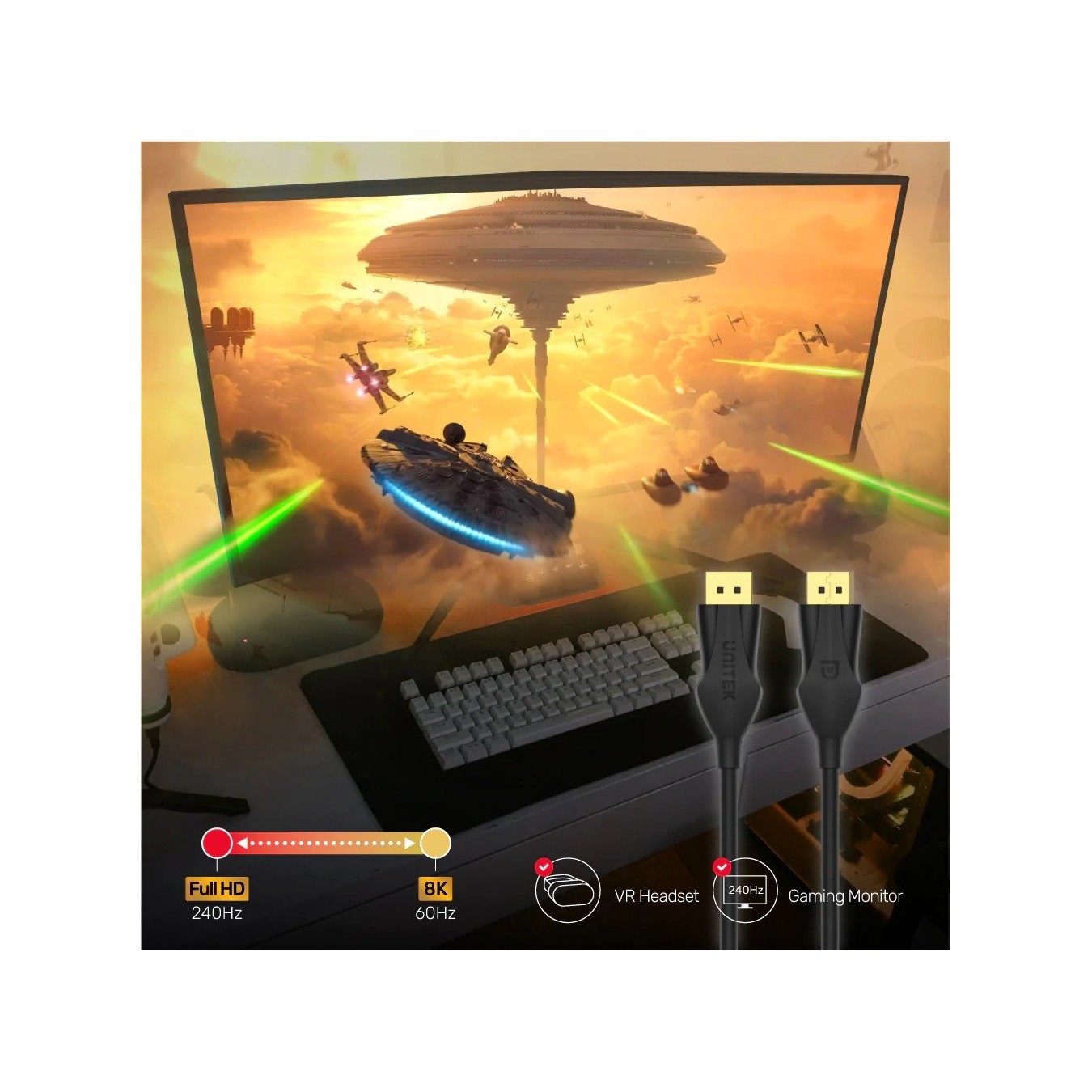 Unitek DisplayPort 1.4 Cable 8K 60Hz 2.0m - C1624BK-2M - Unitek DisplayPort 1.4 Cable 8K 60Hz 2.0m