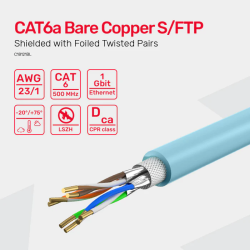 Unitek Network Cable - C18121BL - CAT6A S FTP CPR LSZH 23AWG 305m Blue — Buy in Cyprus with Fast Delivery