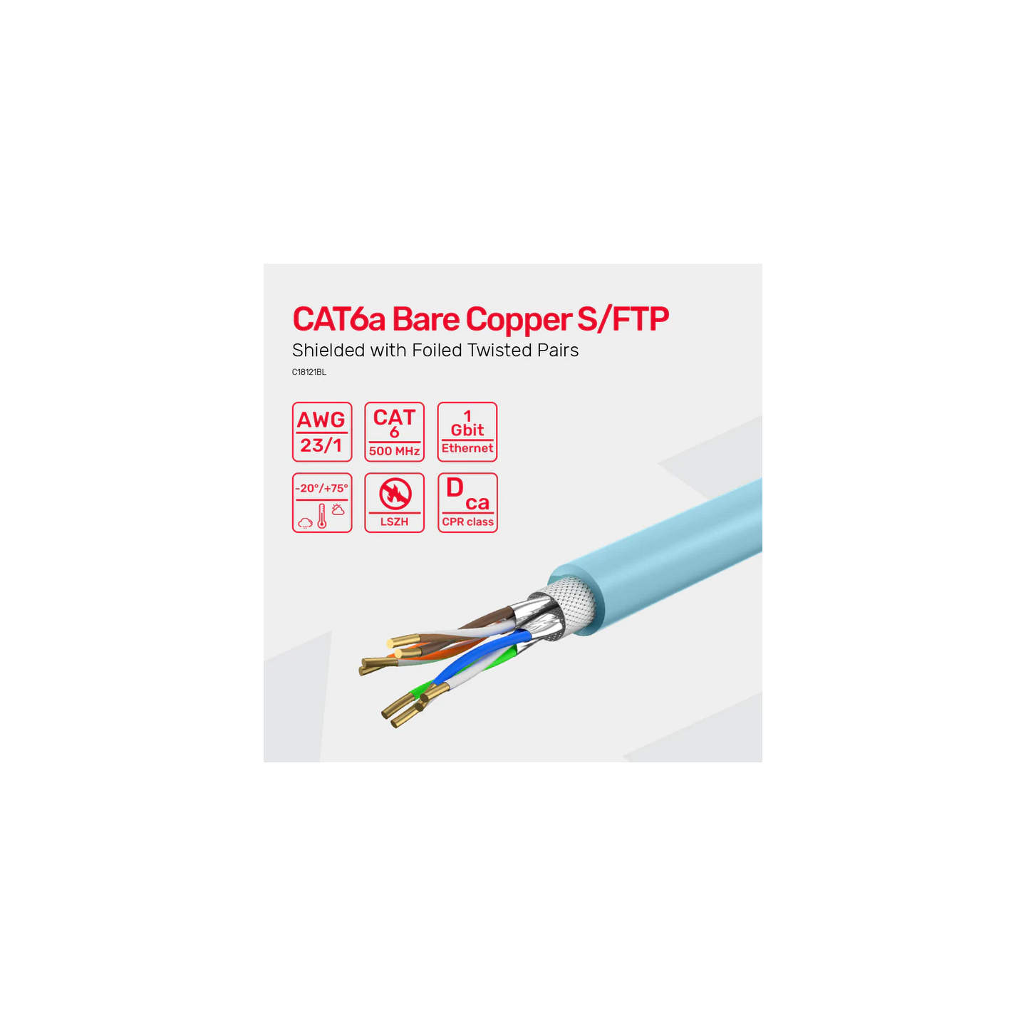 Unitek Network Cable - C18121BL - CAT6A S FTP CPR LSZH 23AWG 305m Blue — Buy in Cyprus with Fast Delivery