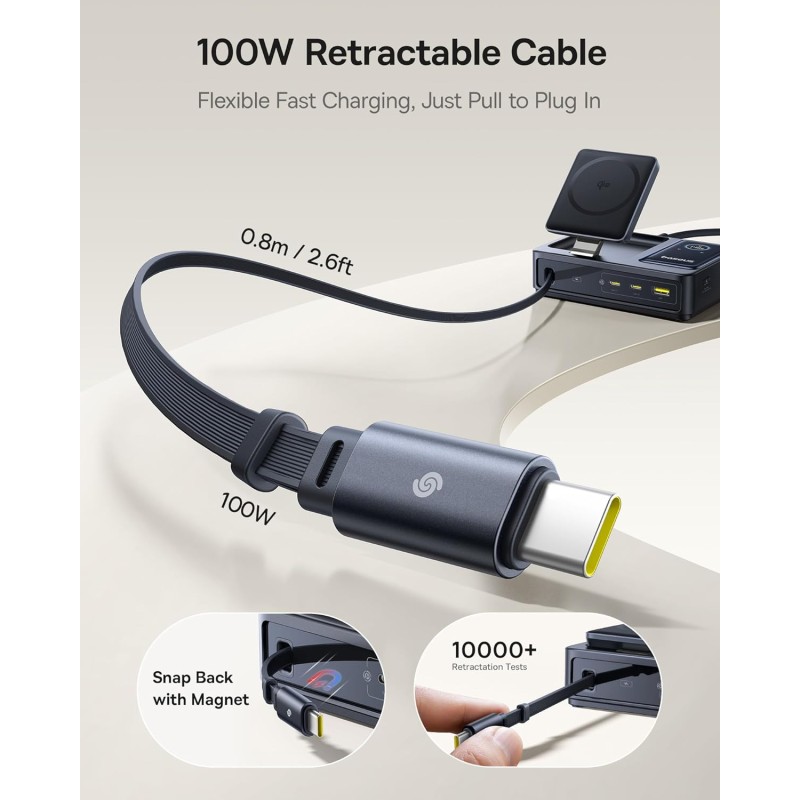 Buy Baseus NOMOS - 5in1 Desktop 140W Wired & Wireless Charger Qi2 3xUSBC+1A with... in Cyprus, Nicosia, Limassol, Larnaka, Pafos