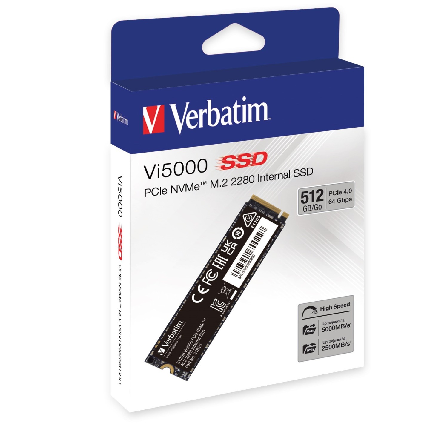 Verbatim Vi5000 512GB M.2 NVMe SSD - PCIe 4.0 x4 5000 MB/s - 49351 (Boxed) — Buy in Cyprus with Fast Delivery
