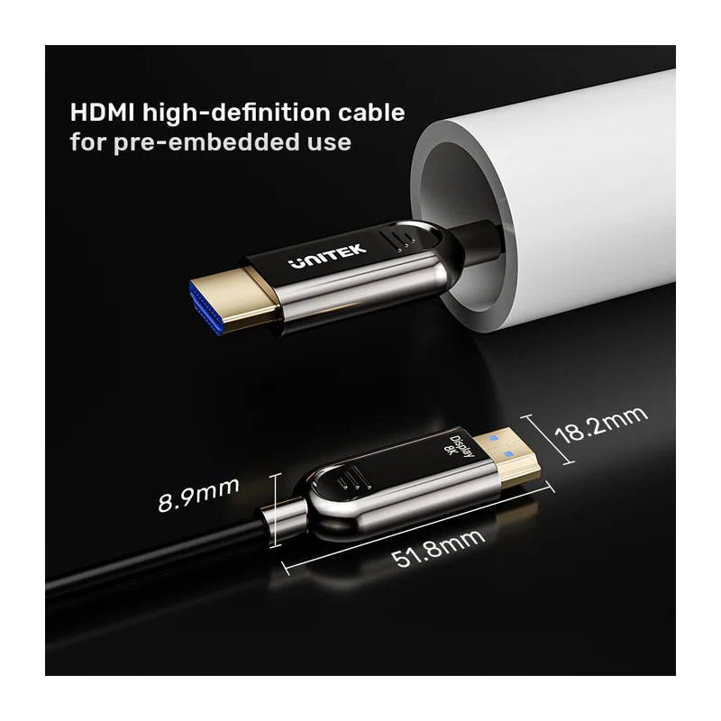 Buy Unitek Fiber Optic HDMI 2.1 Cable 8K60Hz 10.0m - C11085GY-10M - Fiber Optic ... in Cyprus, Nicosia, Limassol, Larnaka, Pafos
