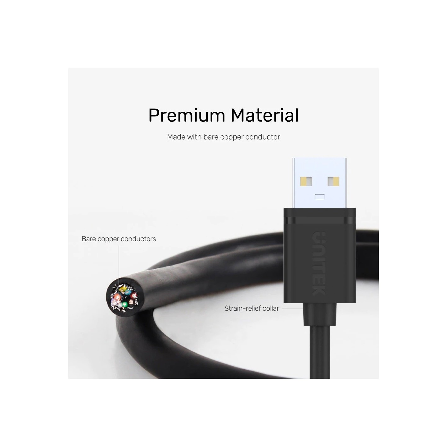 Unitek UC USB-A 2.0 M-M Cable - Y-C442GBK - USB-A 2.0 M-M Cable, 1.5m — Buy in Cyprus with Fast Delivery