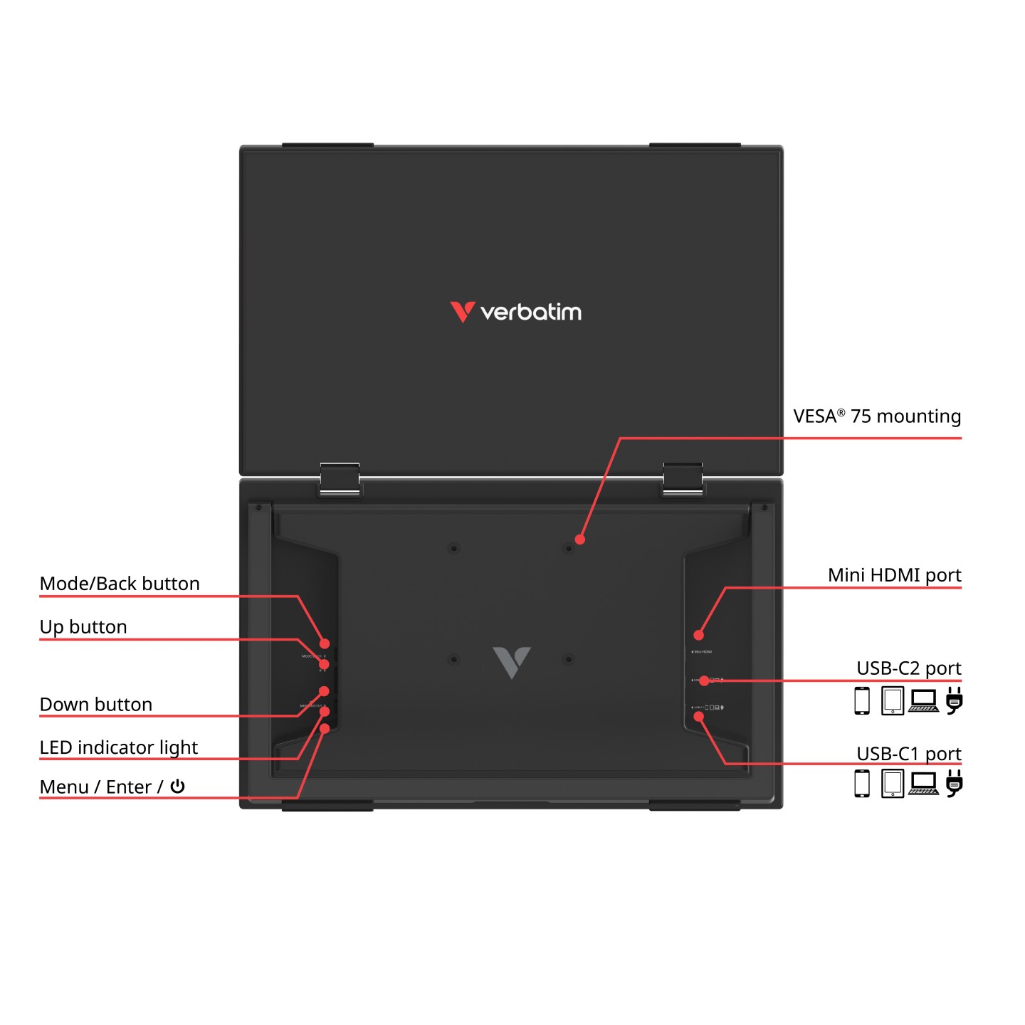 Verbatim Portable Dual 15.6" Full-HD Monitors (Boxed) — Buy in Cyprus with Fast Delivery