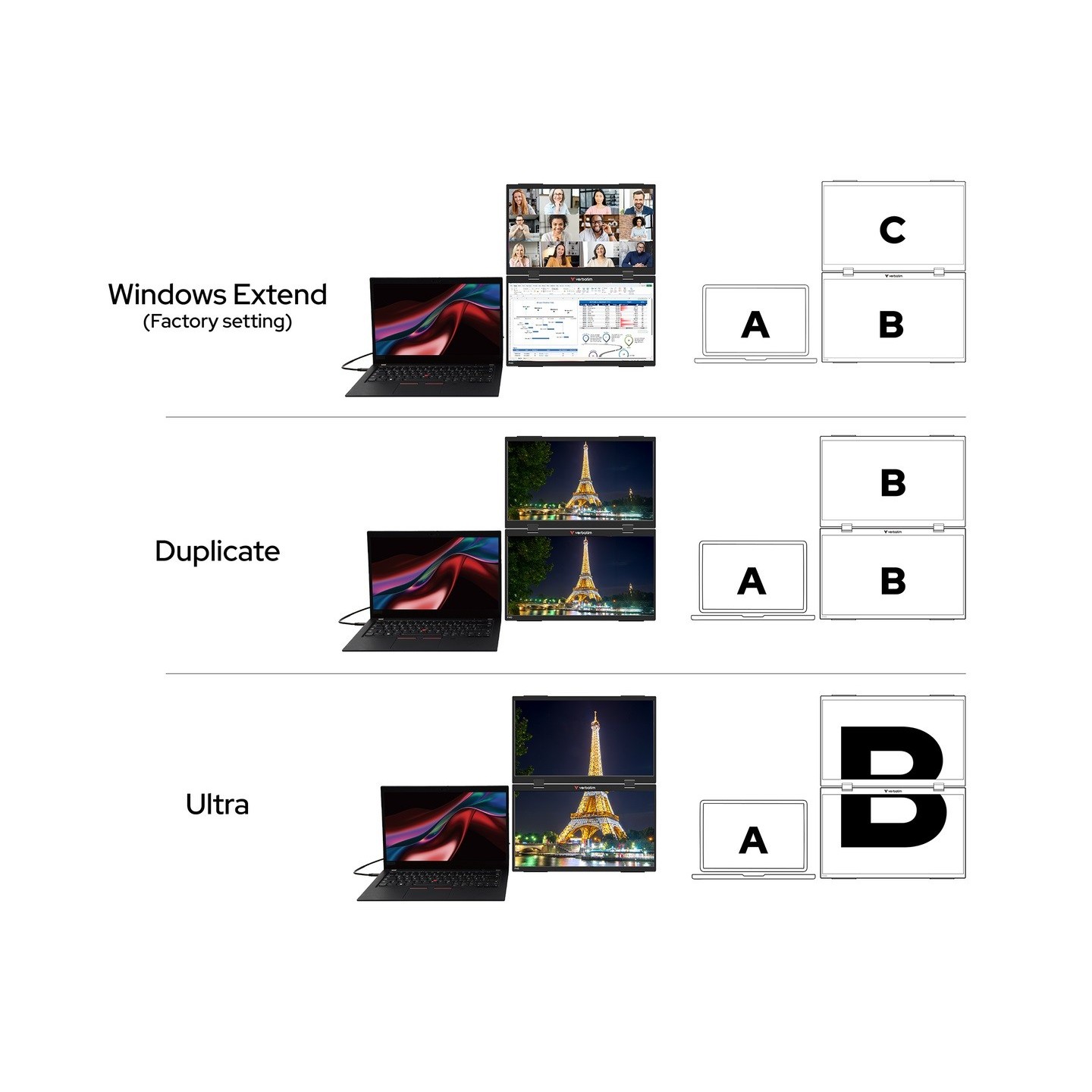 Verbatim Portable Dual 15.6" Full-HD Monitors (Boxed) — Buy in Cyprus with Fast Delivery