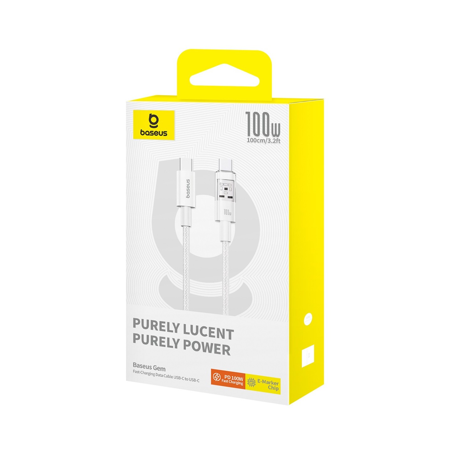 Baseus Gem Series USB-C to USB-C Cable 100W 2.0m White (Boxed) — Buy in Cyprus with Fast Delivery