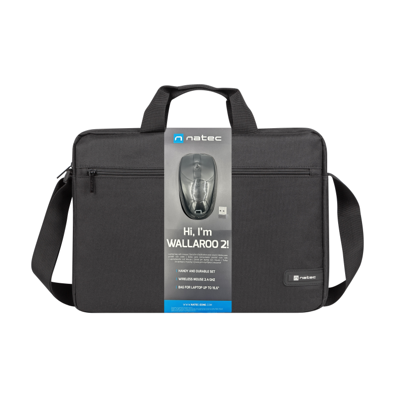 Buy Natec Laptop Bag with Wireless Mouse Black - WALLAROO2 - 15.6'' in Cyprus, Nicosia, Limassol, Larnaka, Pafos