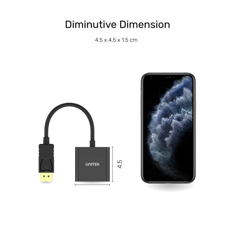 Buy Unitek DisplayPort to VGA-Female Adaptor - Y-5118E - Black in Cyprus, Nicosia, Limassol, Larnaka, Pafos