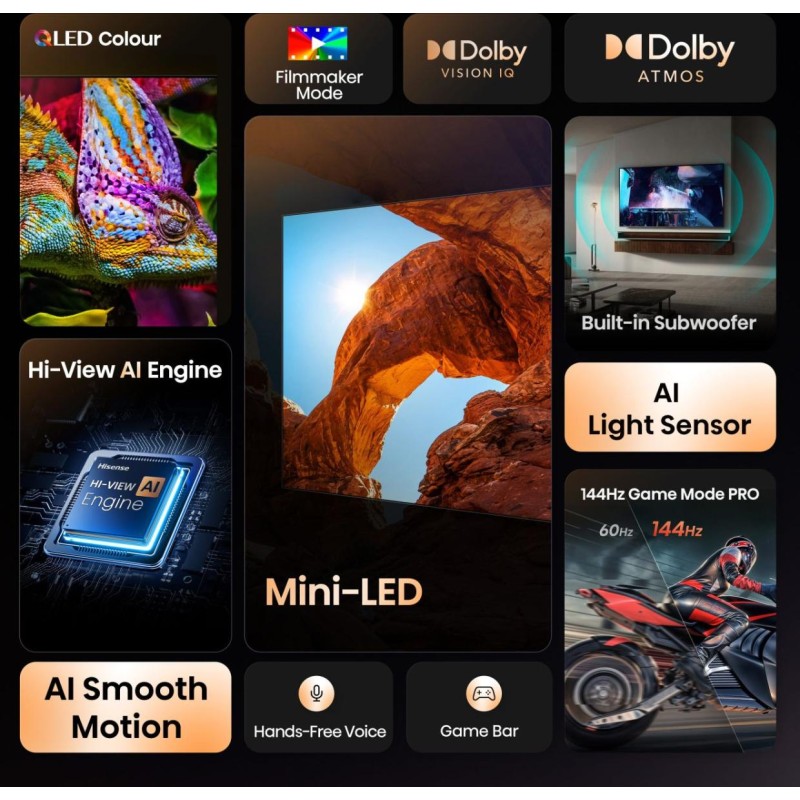 Buy Hisense TV - 65U7Q - 65'' 4K Smart QLED MINI LED 144hz TV in Cyprus, Nicosia, Limassol, Larnaka, Pafos