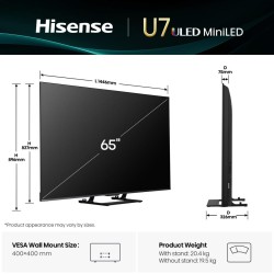 Buy Hisense TV - 65U7Q - 65'' 4K Smart QLED MINI LED 144hz TV in Cyprus, Nicosia, Limassol, Larnaka, Pafos