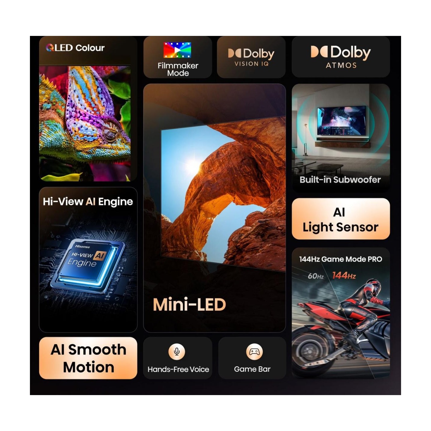 Hisense TV - 65U7Q - 65'' 4K Smart QLED MINI LED 144hz TV — Buy in Cyprus with Fast Delivery