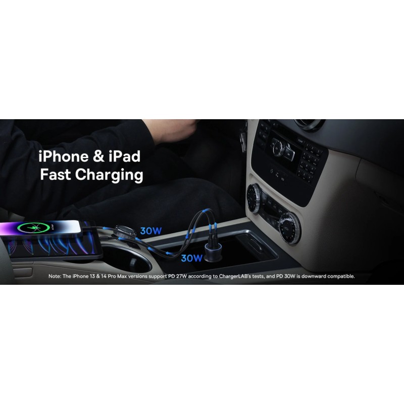 Buy Baseus Golden Contactor Max Car Charger - C+C 60W Dark Gray in Cyprus, Nicosia, Limassol, Larnaka, Pafos