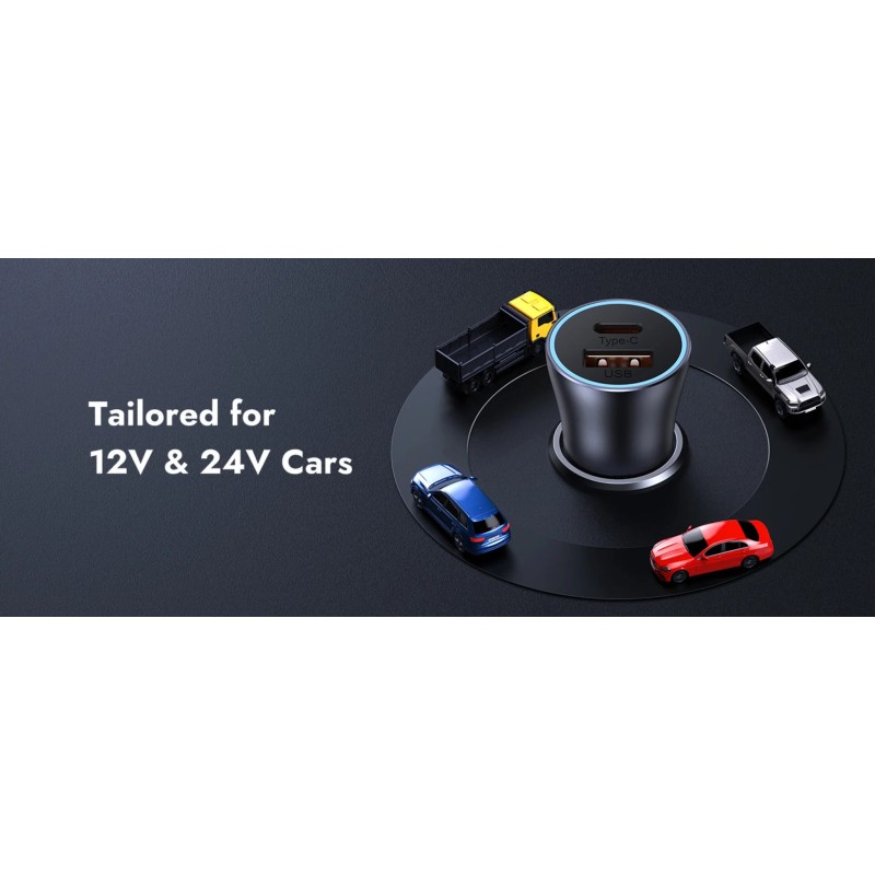 Buy Baseus Golden Contactor Max Car Charger - C+C 60W Dark Gray in Cyprus, Nicosia, Limassol, Larnaka, Pafos