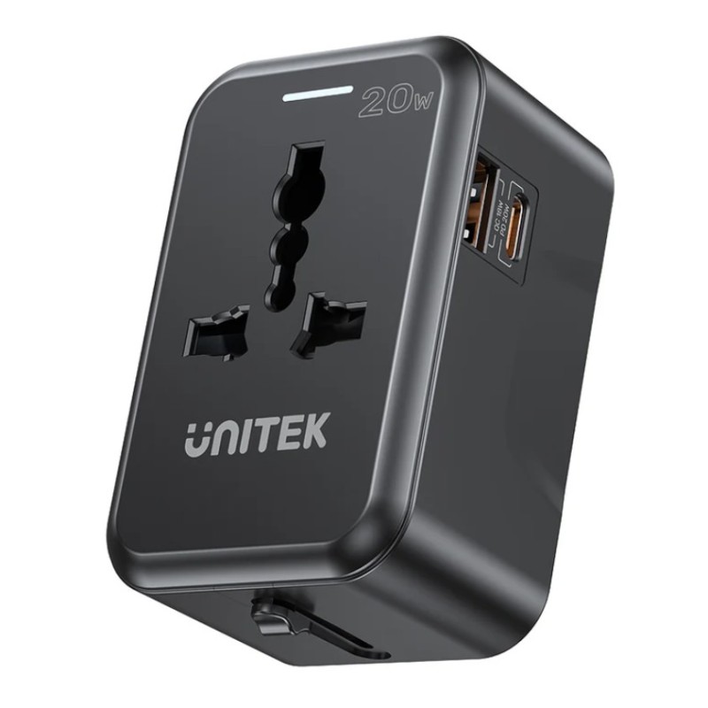 Buy Unitek Universal Travel Charger - P1120A - 20W USBC+USBA Black in Cyprus, Nicosia, Limassol, Larnaka, Pafos